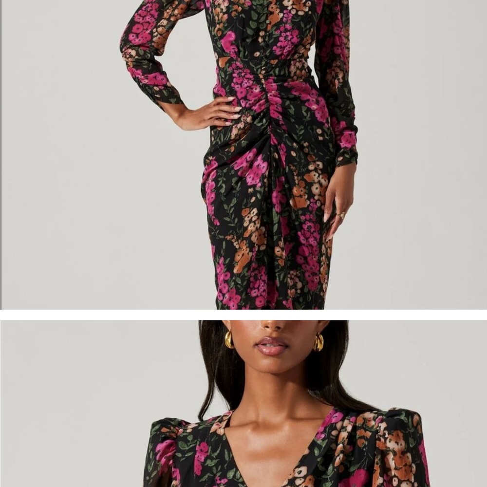 Astr the Label Floral Long Sleeve Dress Size Medium-New w/Tags